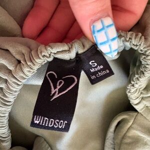 Windsor Light Sage Green Elastic-Neck Blouse